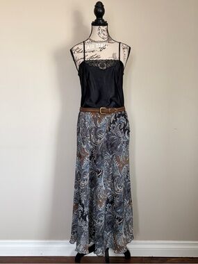 Y2K Tradition blue paisley fairycore whimsy boho flowy midi skirt